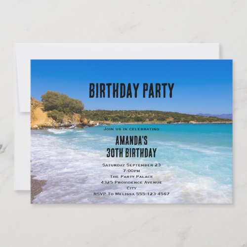 Exotic Beach Tropical Island Paradise Birthday Invitation