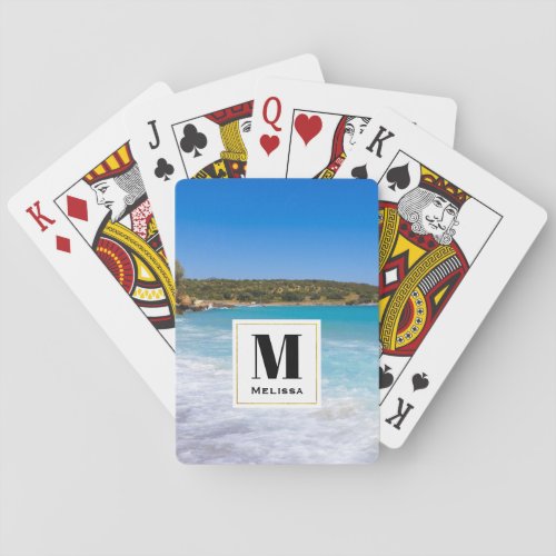 Exotic Beach Tropical Island Paradise Monogram Poker Cards