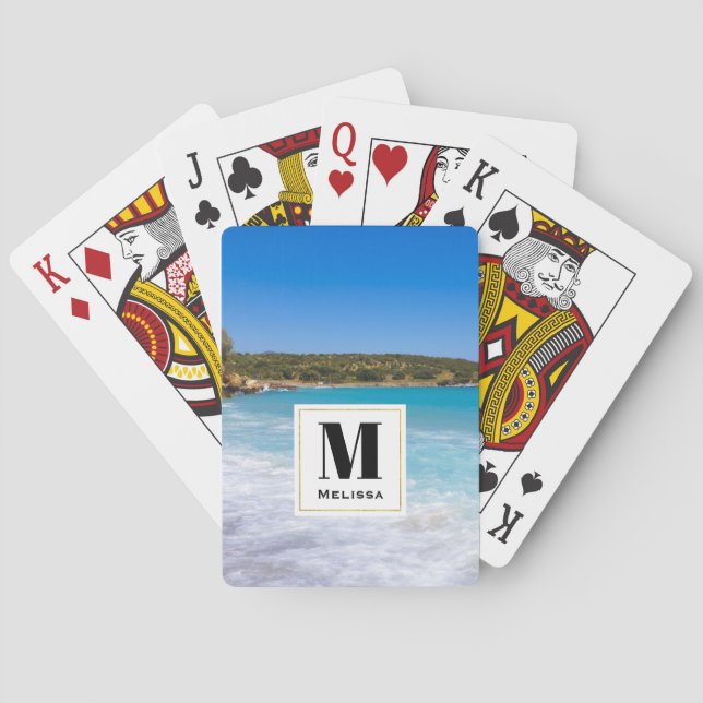 Exotic Beach Tropical Island Paradise Monogram Poker Cards (Back)