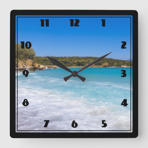 Exotic Beach Tropical Island Paradise Square Wall Clock