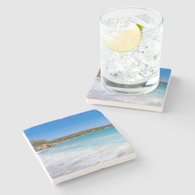 Exotic Beach Tropical Island Paradise Stone Coaster (Side)