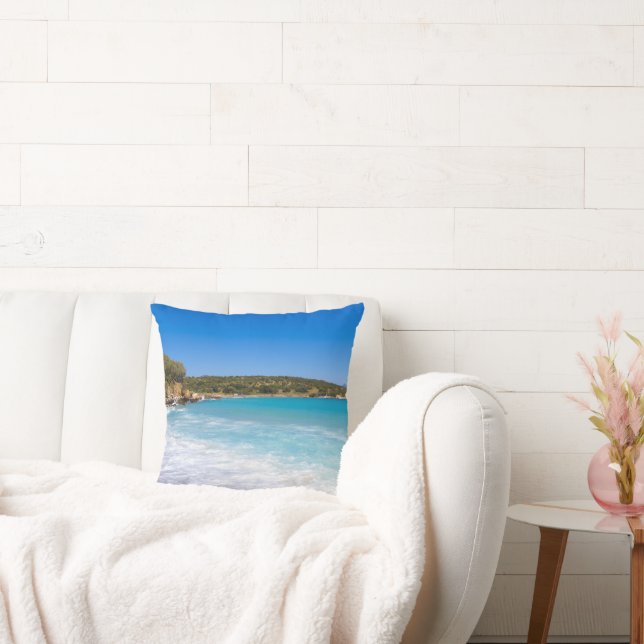 Exotic Beach Tropical Island Paradise Throw Pillow (Couch)