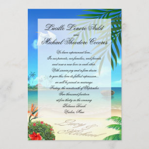 Exotic Beach Wedding "Faux Vellum" Invitation