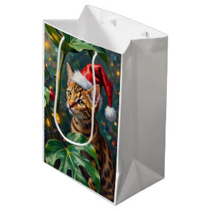 Exotic Bengal Cat Jungle Christmas Playtime Art Medium Gift Bag