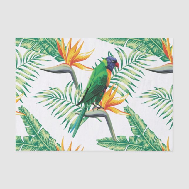 Exotic Bird And Orange Flowers Tissue Paper (Front)