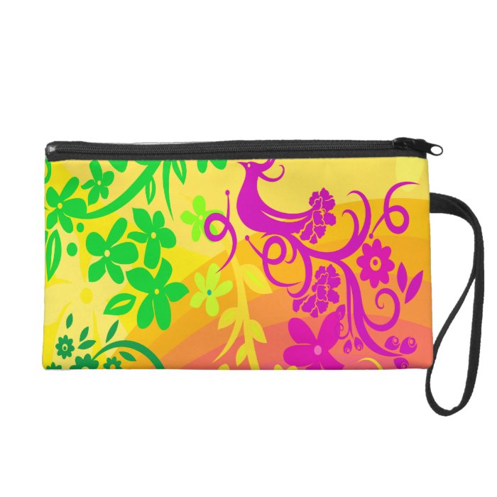 Exotic Bird In Tropical Colors Wristlet Clutches