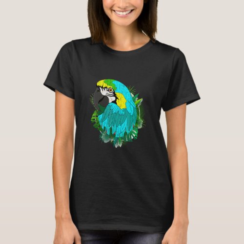 Exotic Bird Jungle Animal  Tropical Leaves Macaw P T_Shirt