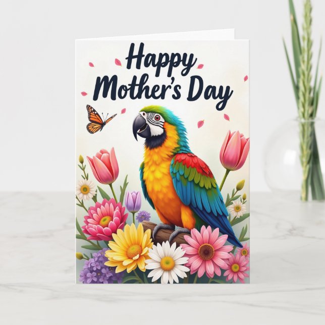 Exotic Bird Mothers Day Floral Card (Front)