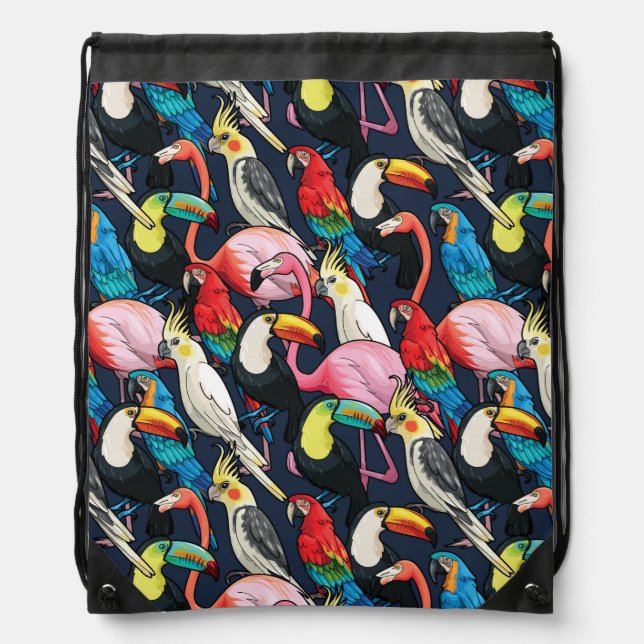 Exotic birds drawstring bag (Front)