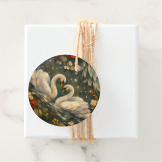 Exotic Birds Fantasy Antique Botanical Swans Favor Tags