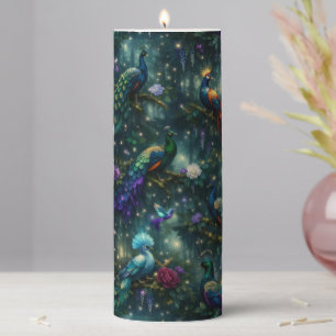 Exotic Birds Fantasy Luxe Pillar Candle