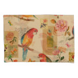 Exotic Birds &amp; Florals: Vintage Watercolor Collage Pillow Case