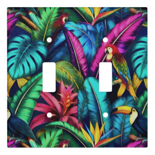 Exotic Birds Jungle Dreams Seamless Surface Patter Light Switch Cover