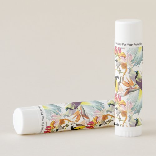 Exotic Birds of Paradise and Flowers Watercolor Lip Balm
