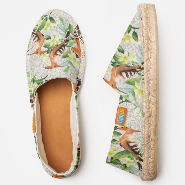 Exotic Birds On Lace | Add Your Name Espadrilles (Side)