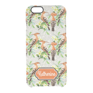Exotic Birds On Lace   Add Your Name Clear iPhone 6/6S Case