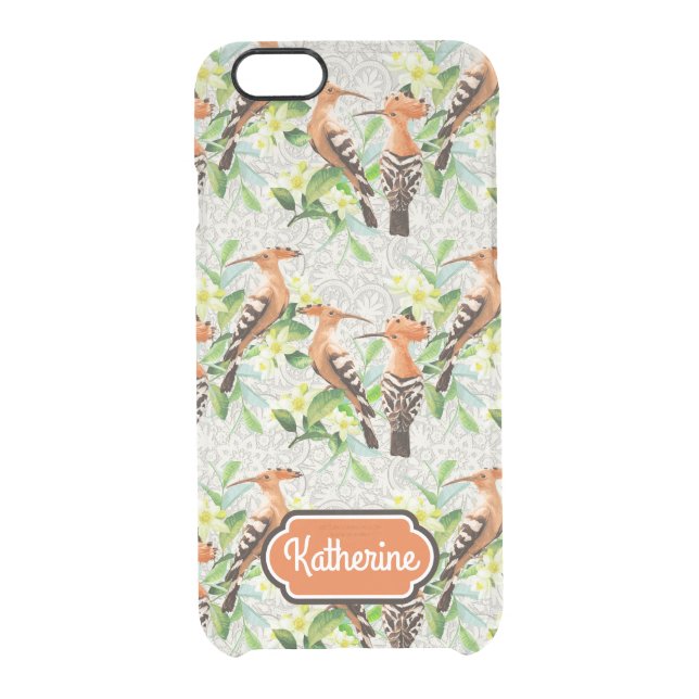 Exotic Birds On Lace | Add Your Name Uncommon iPhone Case (Back)