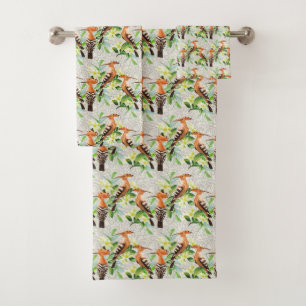 Exotic Birds On Lace Bath Towel Set