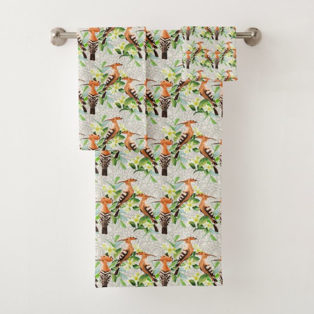Exotic Birds On Lace Bath Towel Set (Insitu)