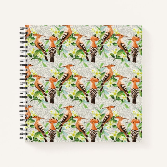 Exotic Birds On Lace Notebook (Front)