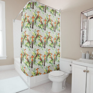 Exotic Birds On Lace Shower Curtain