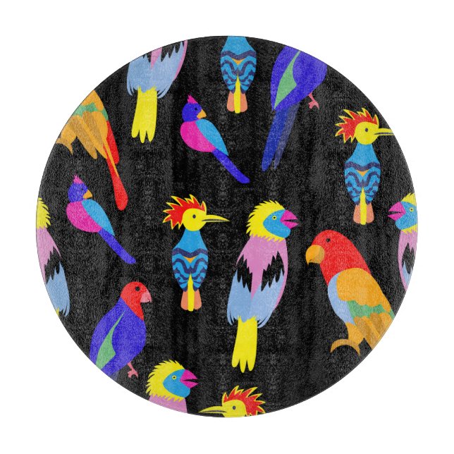 Exotic Birds Paradise Toucan Pattern Cutting Board (Front)