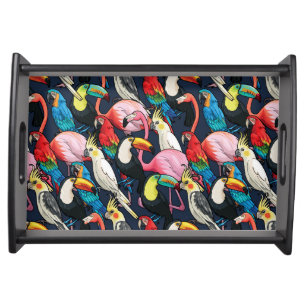 Exotic birds serving tray