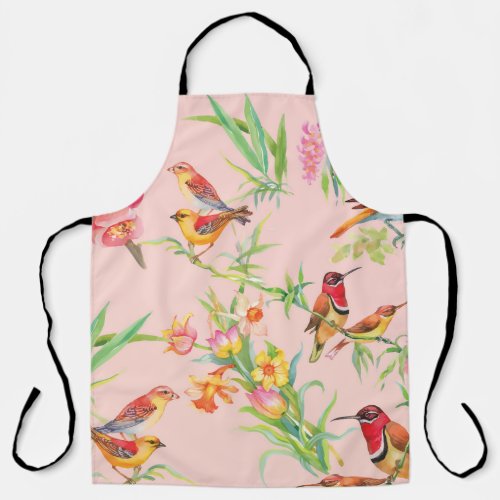 Exotic Birds Vintage Floral Seamless Apron