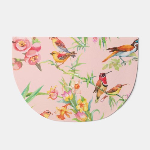 Exotic Birds Vintage Floral Seamless Doormat