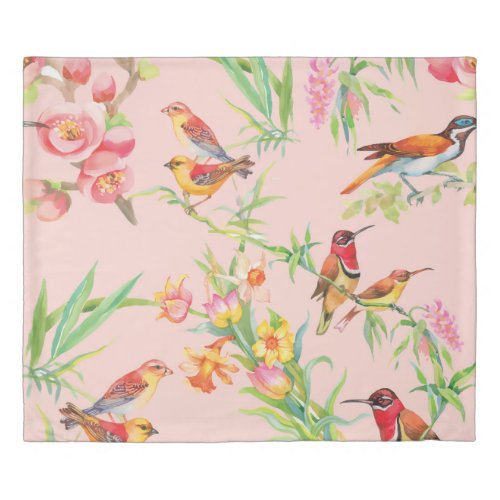 Exotic Birds Vintage Floral Seamless Duvet Cover