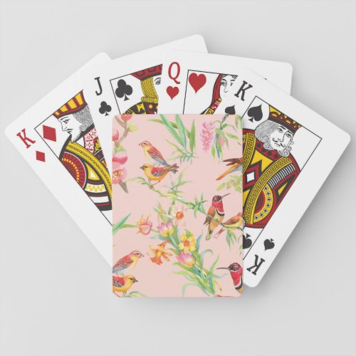 Exotic Birds Vintage Floral Seamless Playing Cards