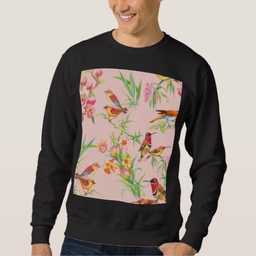 Exotic Birds Vintage Floral Seamless Sweatshirt