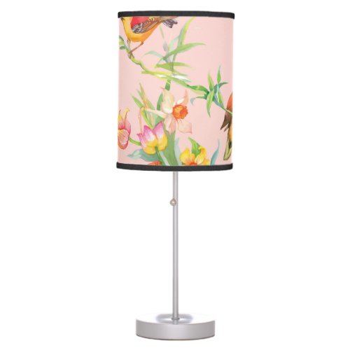 Exotic Birds Vintage Floral Seamless Table Lamp