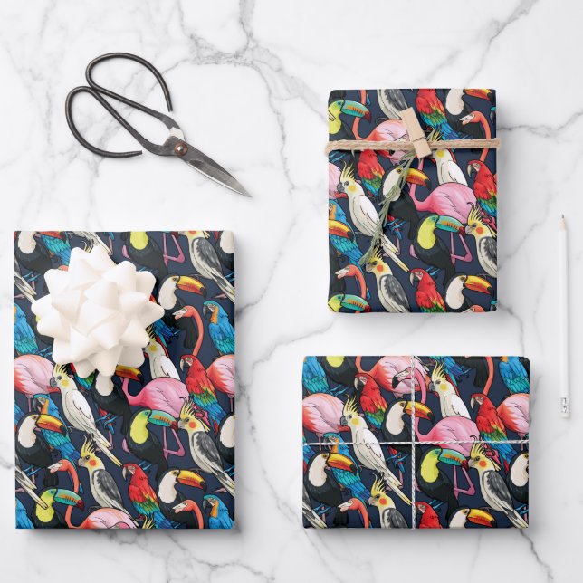 Exotic Birds Wrapping Paper Sheets (Front)