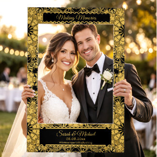 Exotic Black and Gold Sun Mandala Selfie Frame