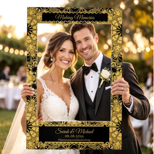 Exotic Black and Gold Sun Mandala Selfie Frame