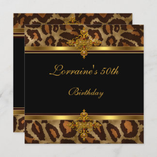 Exotic Black Gold 50th Birthday Party Invitation