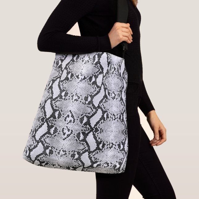 Exotic Black & White Python Snakeskin Crossbody Bag (Close Up)