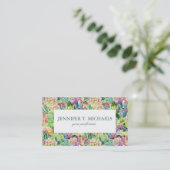 Exotic Blooming Watercolor Cacti Pattern Business Card (Standing Front)