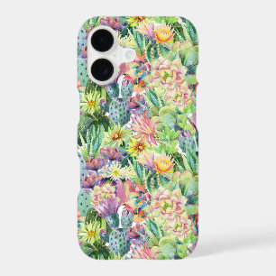 Exotic Blooming Watercolor Cacti Pattern iPhone 17 Case