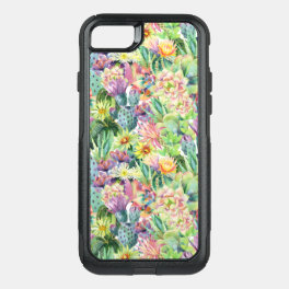 Exotic Blooming Watercolor Cacti Pattern OtterBox Commuter iPhone SE/8/7 Case