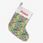 Exotic Blooming Watercolor Cacti Pattern Small Christmas Stocking