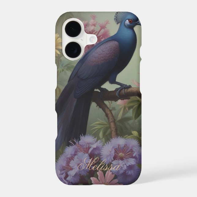 Exotic Blue Bird Script Personalize  Iphone Case (Back)