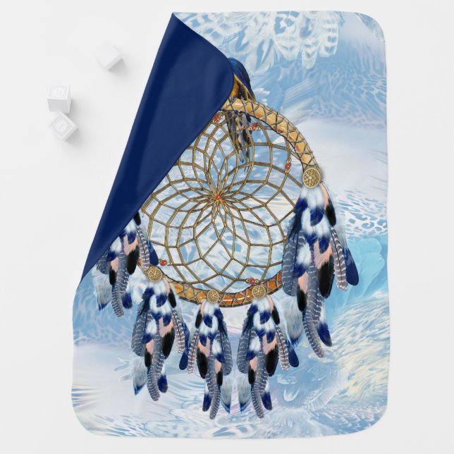 Exotic Blue Dream Catcher Baby Shower Gift Baby Blanket (In Situ)