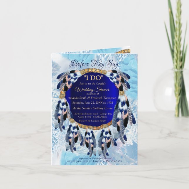 Exotic Blue Dream Catcher Couple Shower Invitation (Front)