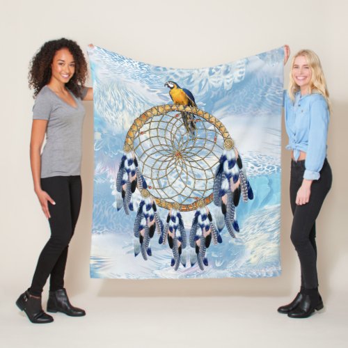 Exotic Blue Dream Catcher Home Decor Fleece Blanket