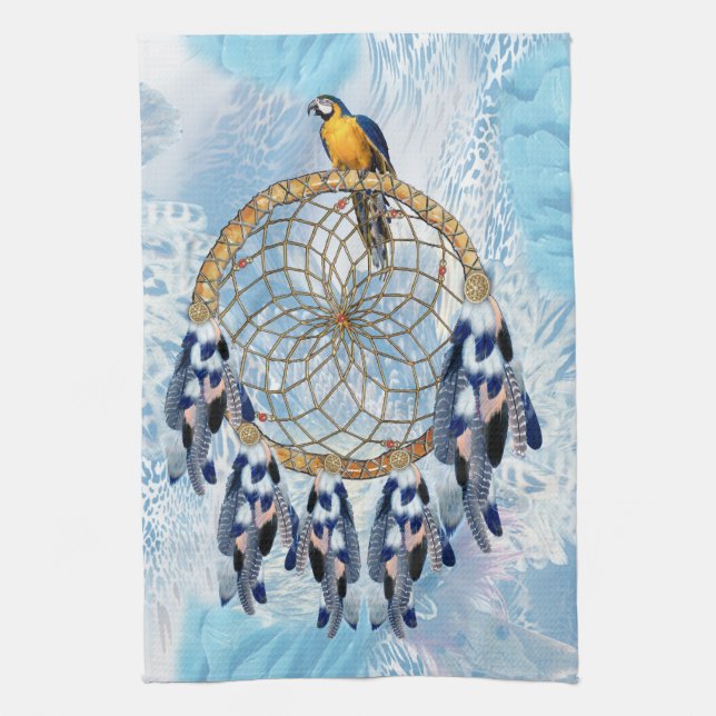 Exotic Blue Dream Catcher Home Decor Kitchen Towel (Vertical)