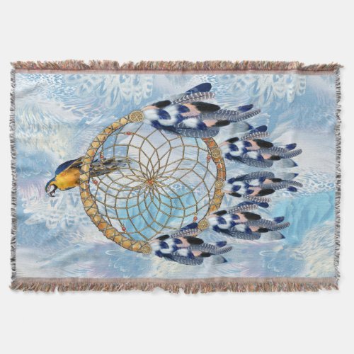 Exotic Blue Dream Catcher Home decor Throw Blanket