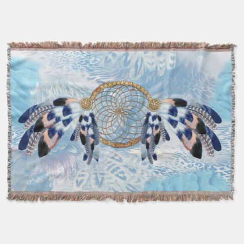 Exotic Blue Dream Catcher Home Decor Throw Blanket