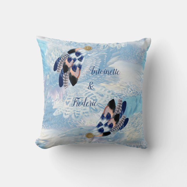 Exotic Blue Dream Catcher Home Decor Throw Pillow (Front)